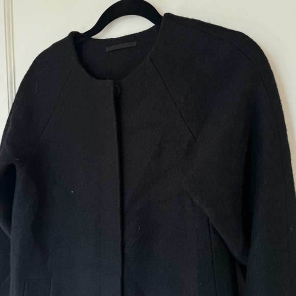 COS Boiled Wool Rounded Collar Zip Front A-Line Coat - Picture 4 of 8